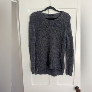 Ann Taylor loose Knot Navy Blue Sweater with Side Zips Size Medium